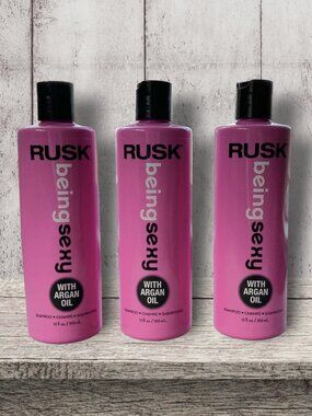 Lot/3 Rusk Being Sexy Shampoo, 12oz ea., Argan Oil - Hydrates, Heals, Restores